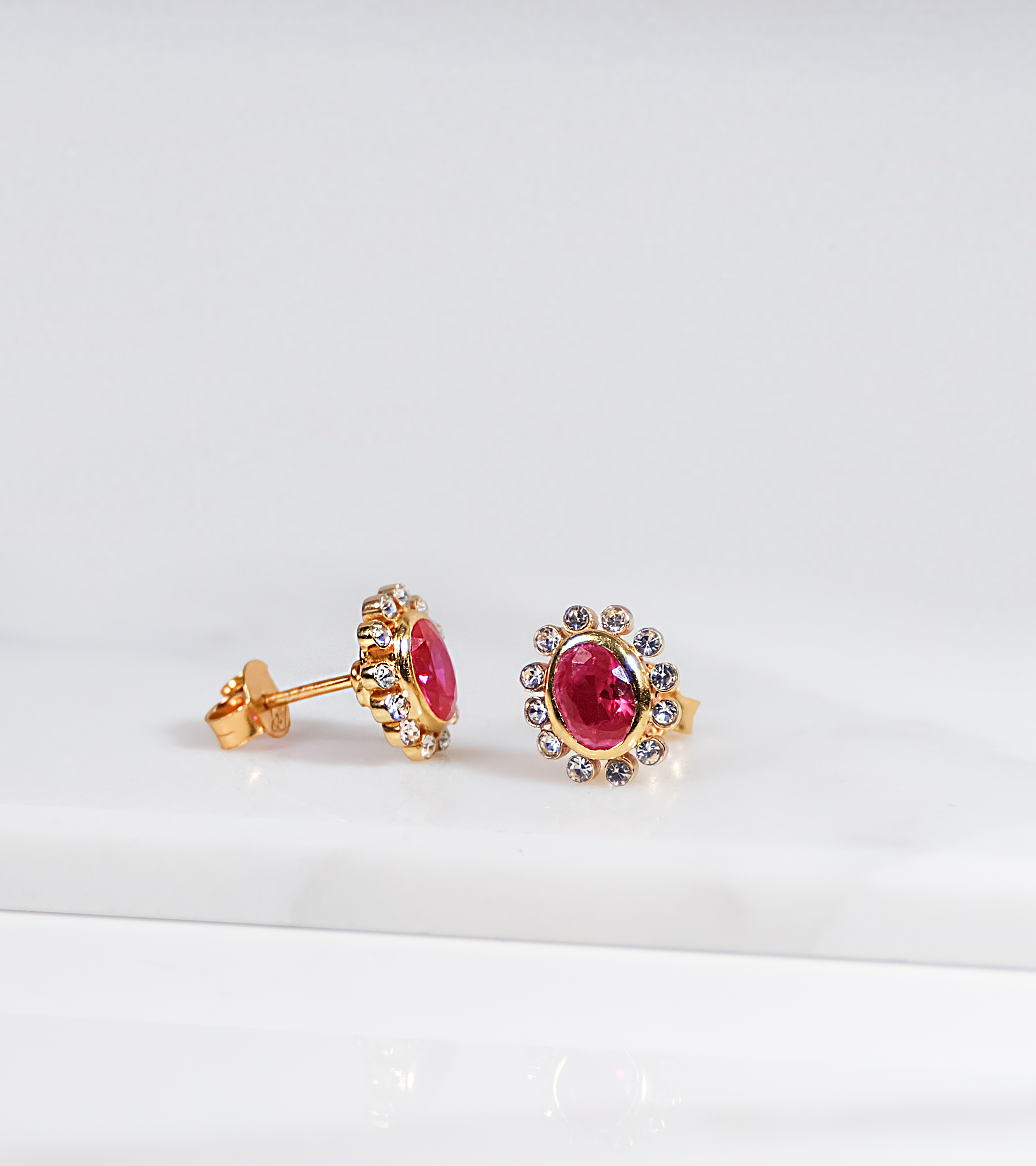 Radiant Ruby Halo Earrings