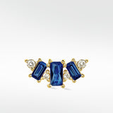Queen's Crescent Blue sapphire Regal Stud Earring