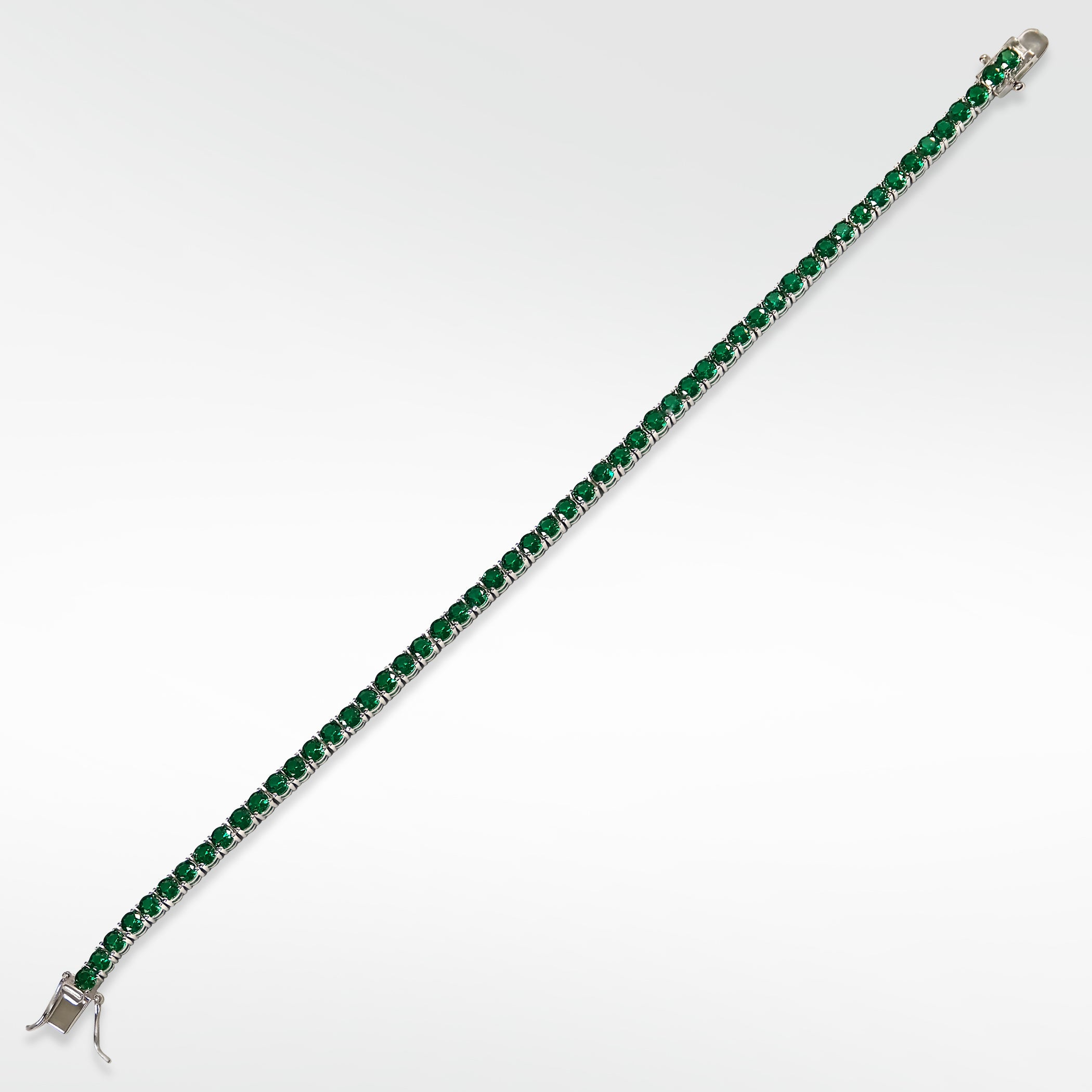 The Everyday Stackable Emerald Tennis Silver Bracelet