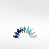 Stately Marquise Blue Sapphire Crescent Earring