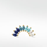 Stately Marquise Blue Sapphire Crescent Earring