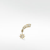 Starburst Drop Diamond Crawler Stud Earring