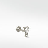 Noble Pear & Round Diamond Earring