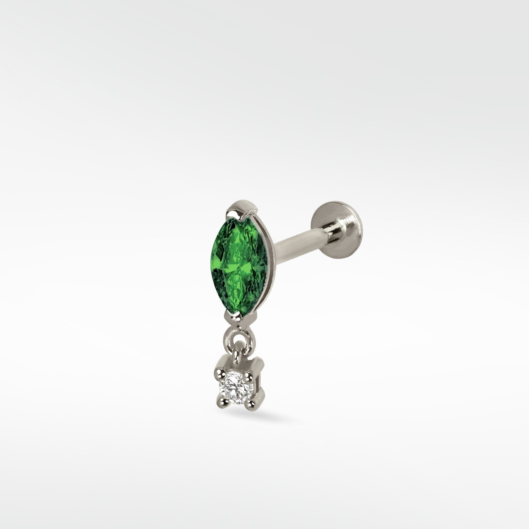 Quiet Luxury  Emerald Stud and Diamond Drop