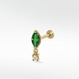 Quiet Luxury  Emerald Stud and Diamond Drop