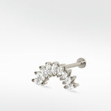 Stately Marquise Diamond Crescent Earring