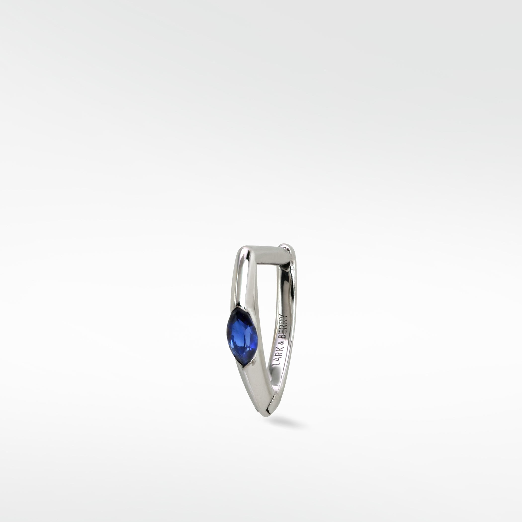 Marquise Set Knife Edged Hoop - Blue Sapphire