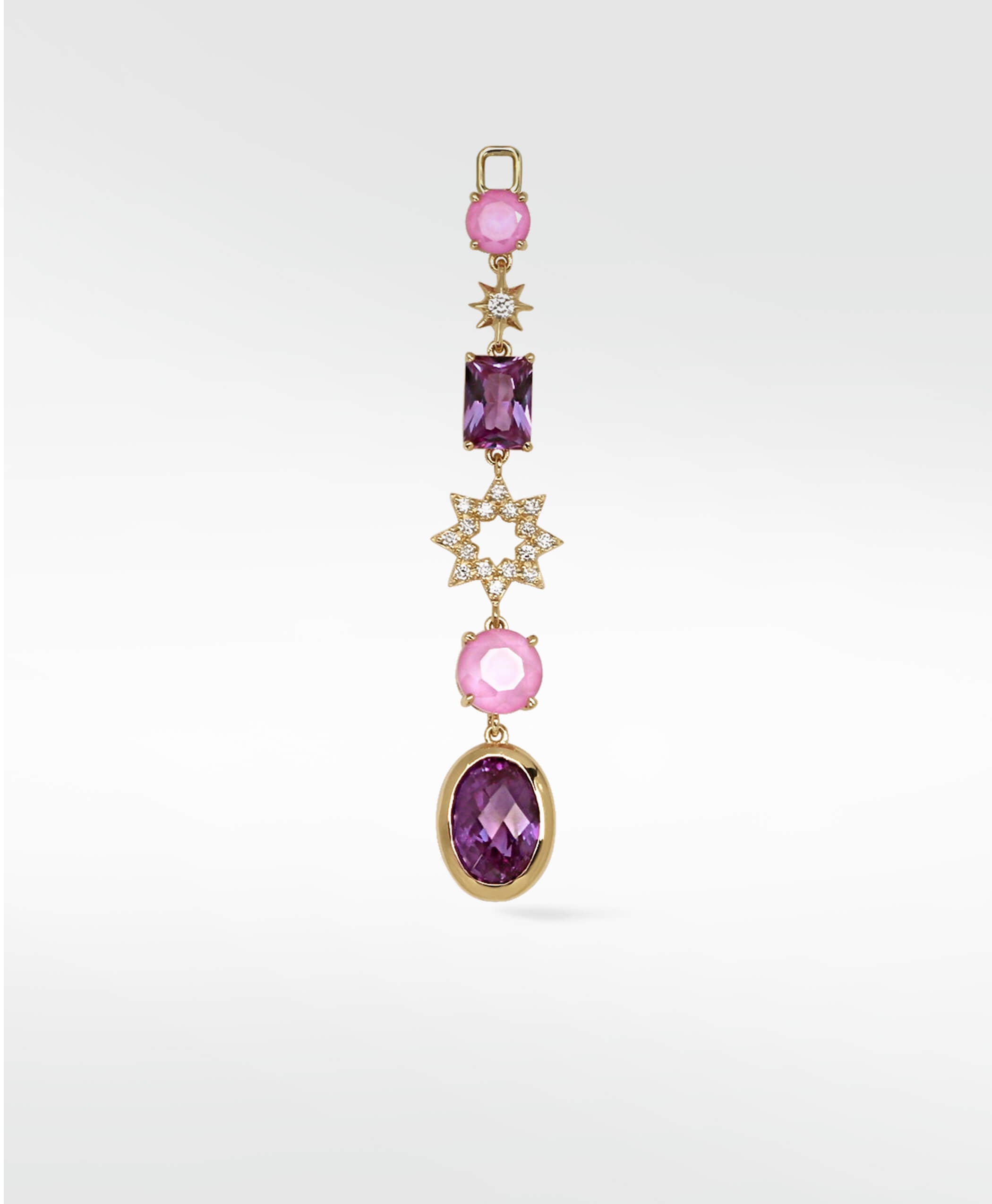 Detachable Diamond Starburst and Sapphire Long Drop with cultured diamonds lab grown diamonds created diamonds lark and berry