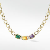 Nexus Emerald, Sapphire and Diamond Link Necklace