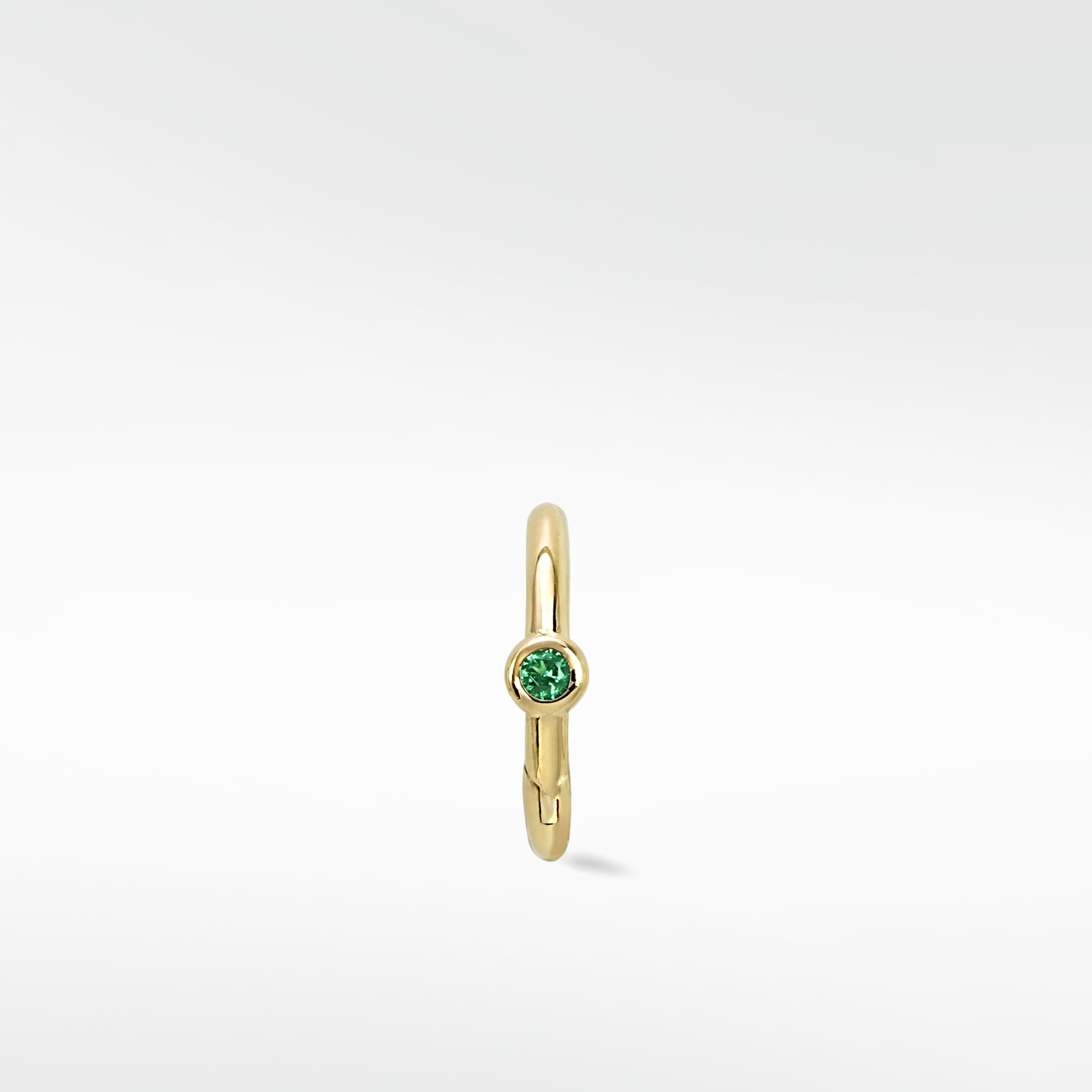 Simple Hoop With Solitaire Stone - Emerald