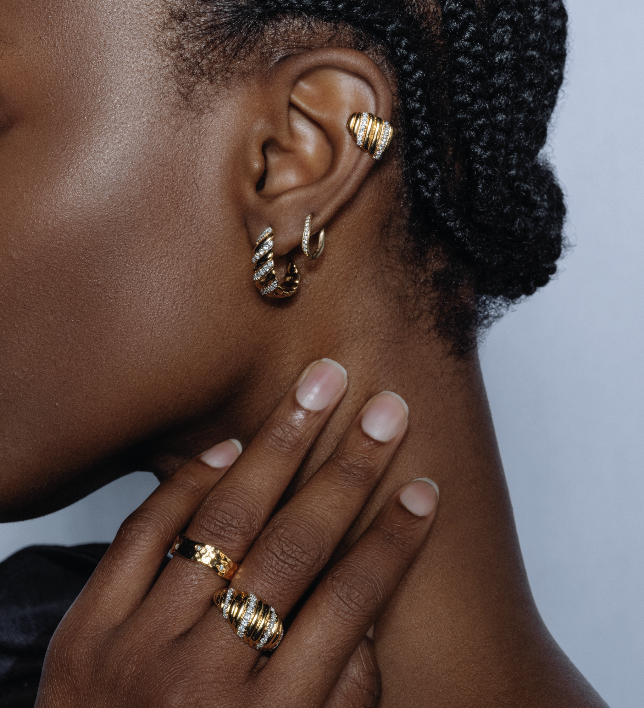 Diamond Twist Wide Hoop Earrings