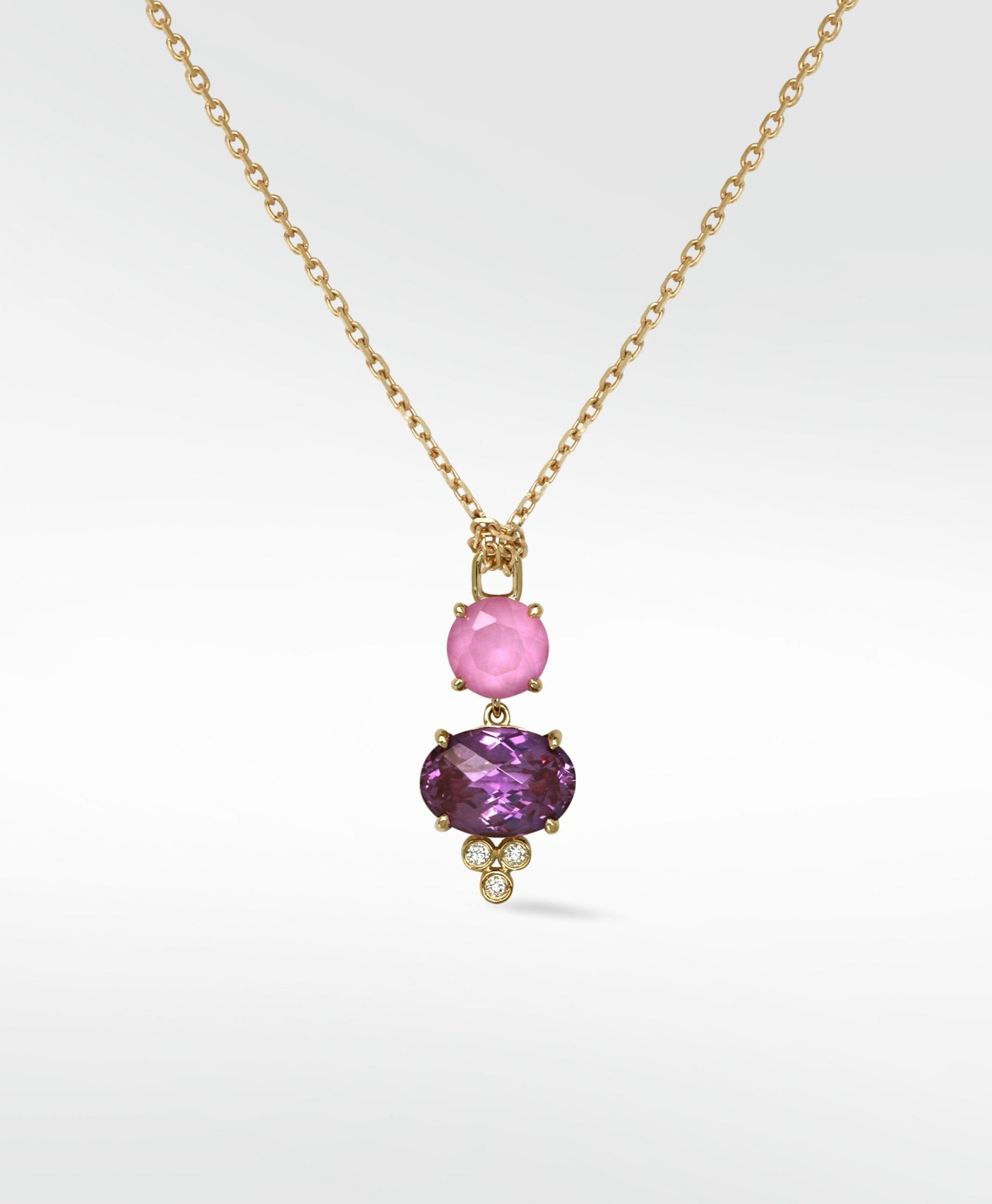 Detachable Pink and Purple Sapphire Drop Earrings - Lark and Berry