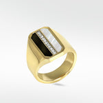 Eclipsis Diamond, Mother of Pearl and Onyx Statement Ring in 18K Yellow Gold - Lark and Berry