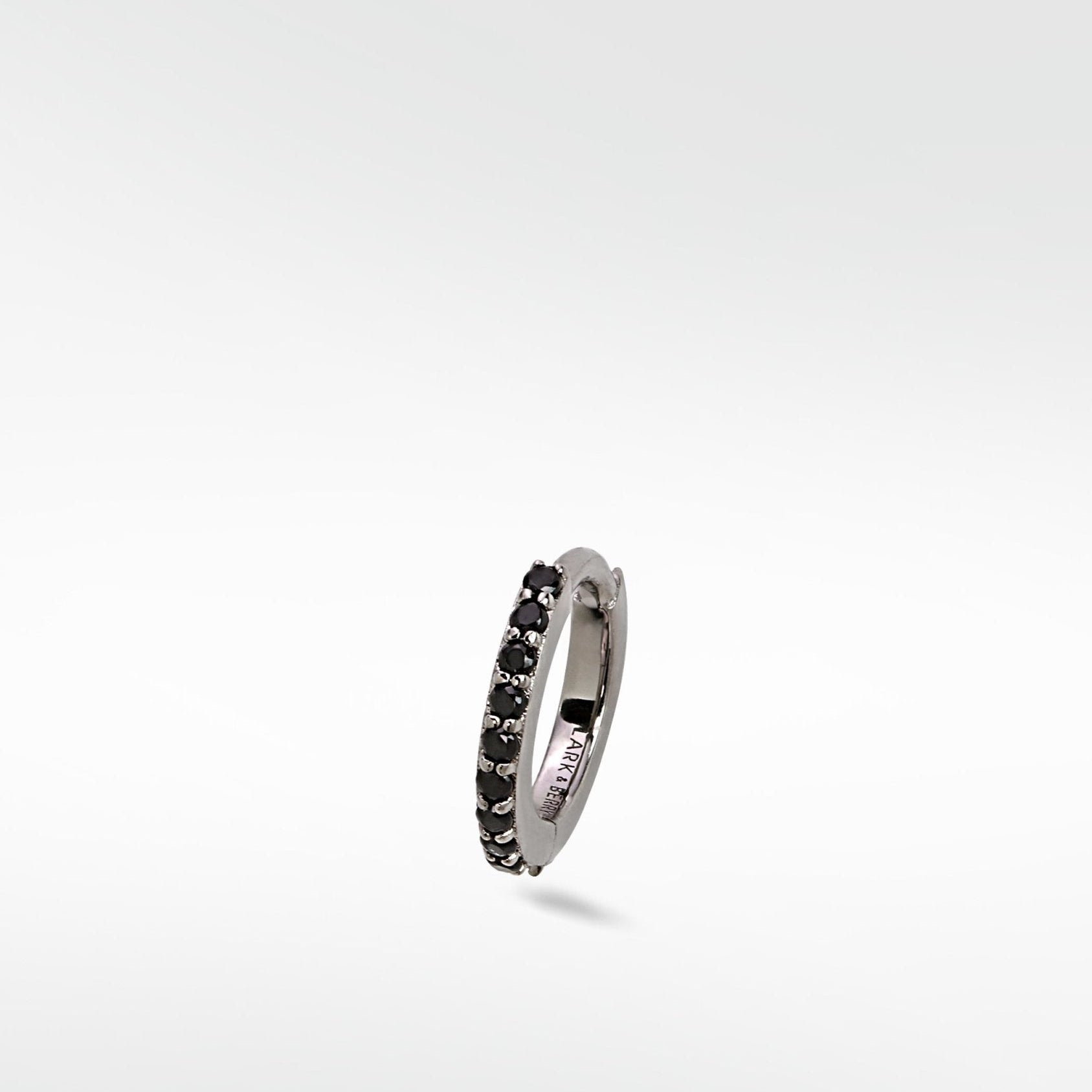 Modernist Pavé Black Spinel Medium Hoop - Lark and Berry