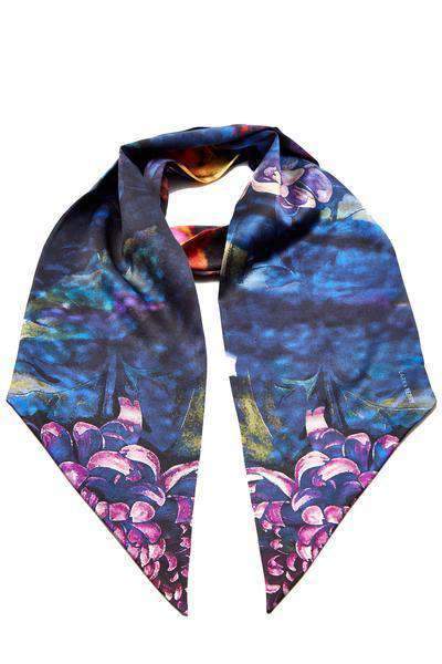 Mystic Chrysanthemum 100% Silk Skinny Scarf - Lark and Berry