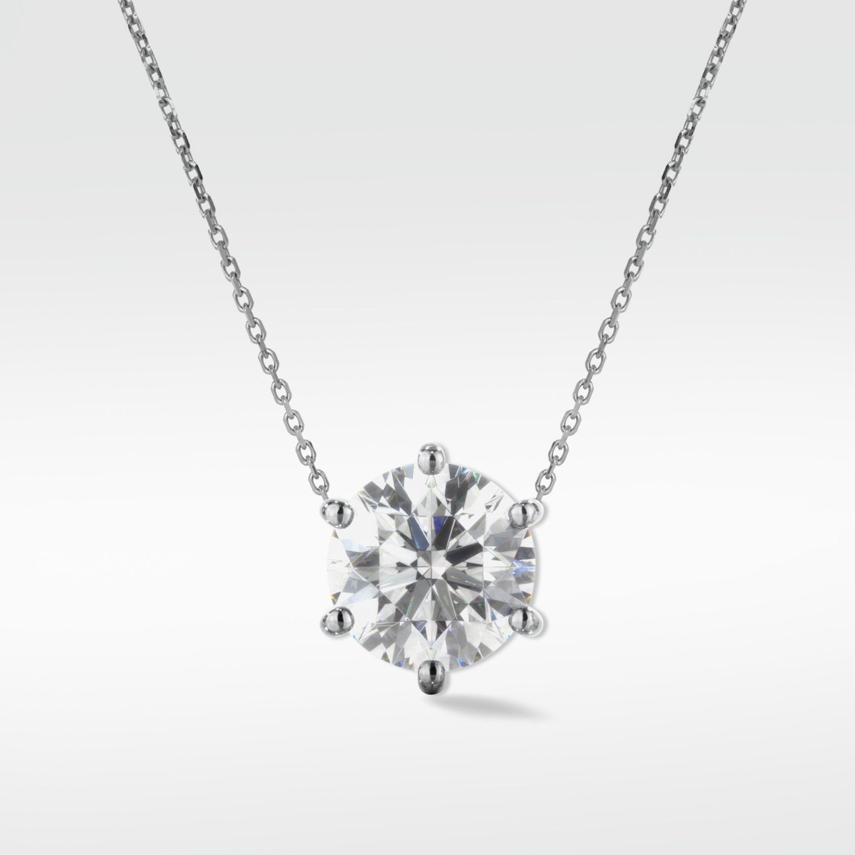 Round Diamond Pendant with Bail Set on 6 Prongs - Lark and Berry