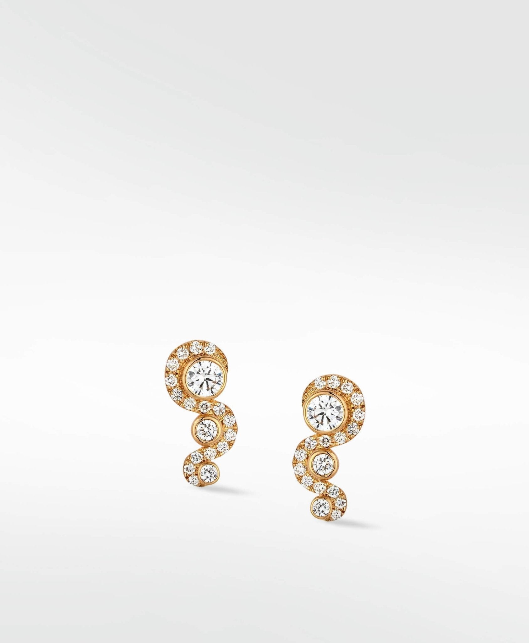 Wave Diamond Stud Earrings in 18K Gold - Lark and Berry
