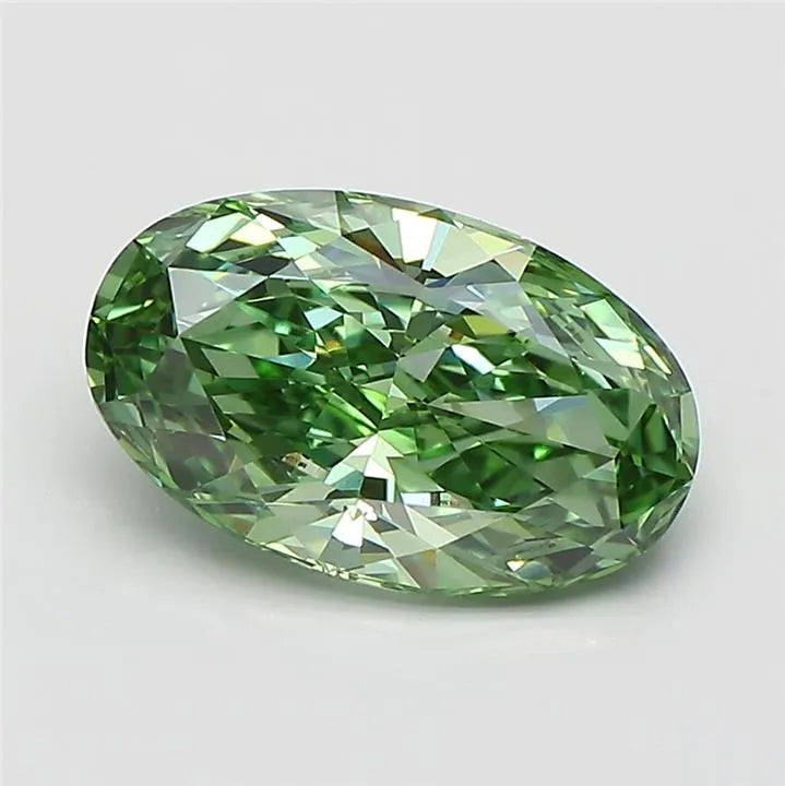 2.26ct Oval Lab Grown Diamond (Colour Fancy Vivid Green, Clarity VVS2, IGI Certified)