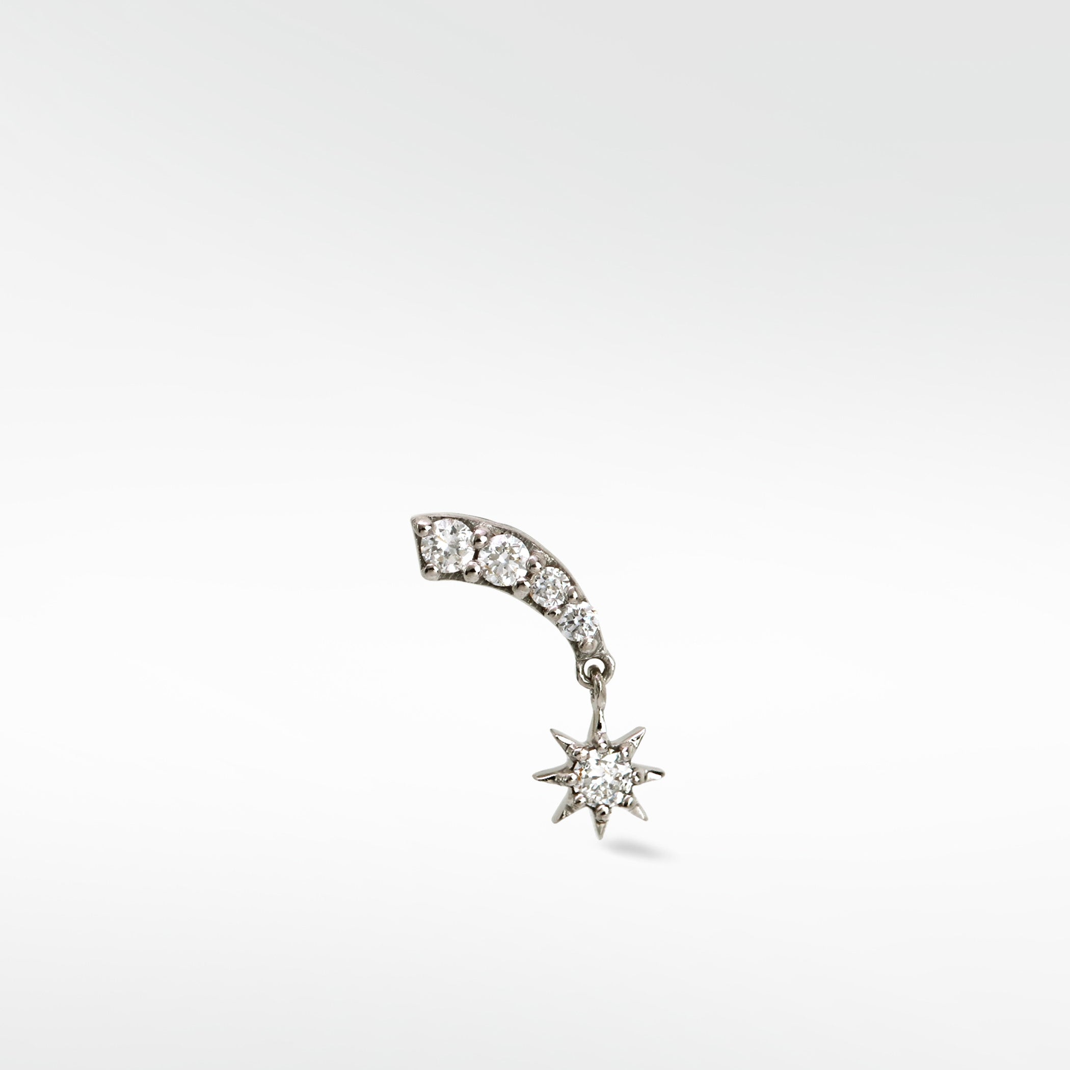 Starburst Drop Diamond Crawler Stud Earring