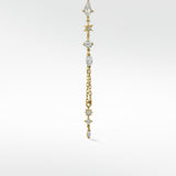 Gold Celestial Mixed Cut Chain Drop Earring with kite, round, and marquise cut diamonds and star details.
