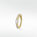 Lark & Berry Modernist Marquise Pave Hoop in yellow gold, featuring a central marquise diamond surrounded by pave diamonds.
