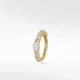 Lark & Berry Modernist Marquise Pave Hoop in yellow gold, featuring a central marquise diamond surrounded by pave diamonds.