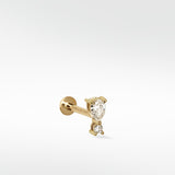 Noble Pear & Round Diamond Stud