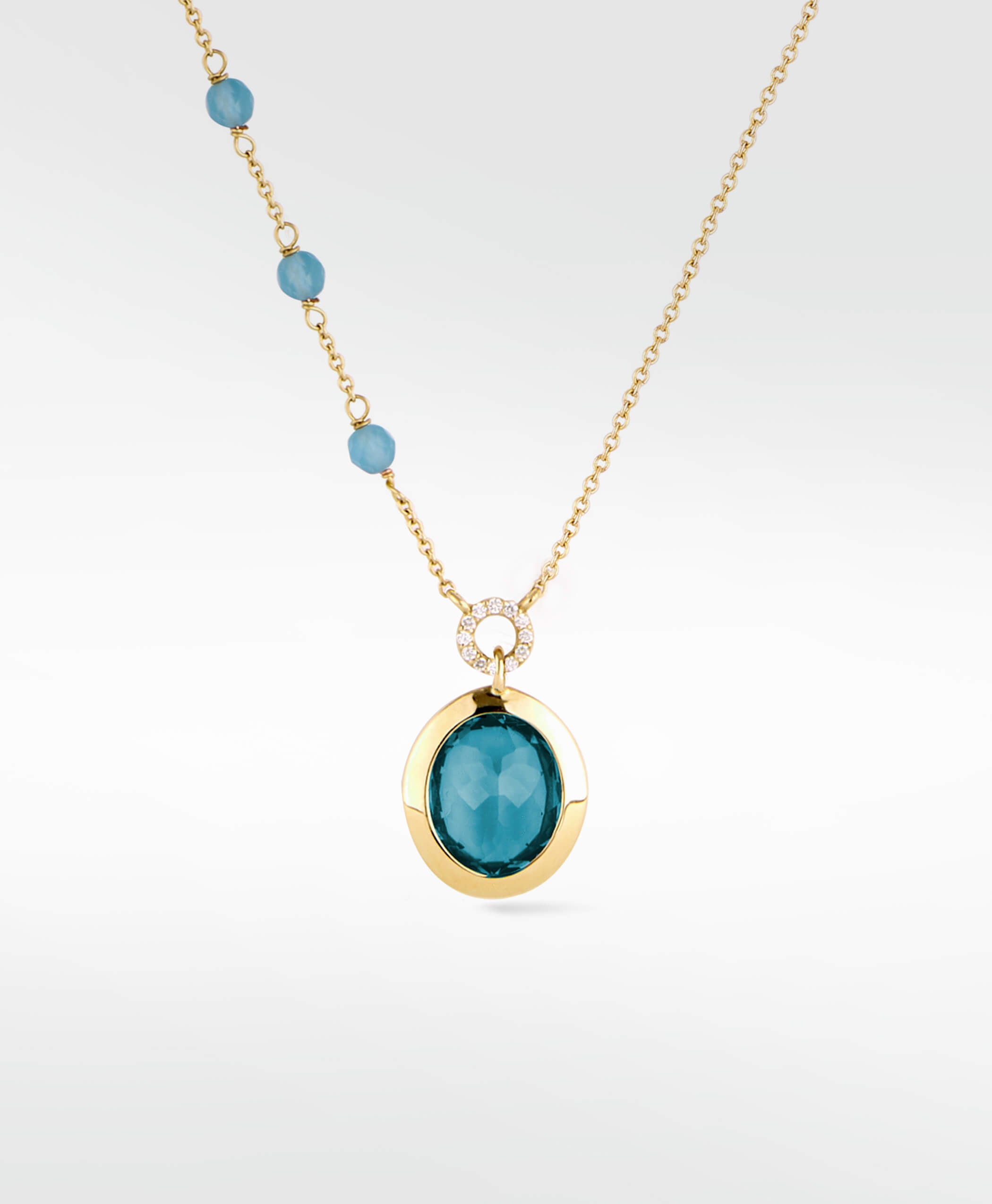 Gold pendant blue spinel pendant with cultured diamonds lab grown diamonds created diamonds lark and berry