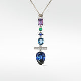 Detachable Sapphire, Diamond and Emerald Long Drop Earrings