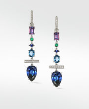 Detachable Sapphire Diamond and Emerald Long Drop with cultured diamonds lab grown diamonds created diamonds lark and berry