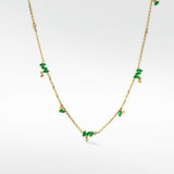 Veto Emerald Station Necklace in 14K Gold