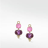 Detachable Pink and Purple Sapphire Drop Earrings - Lark and Berry