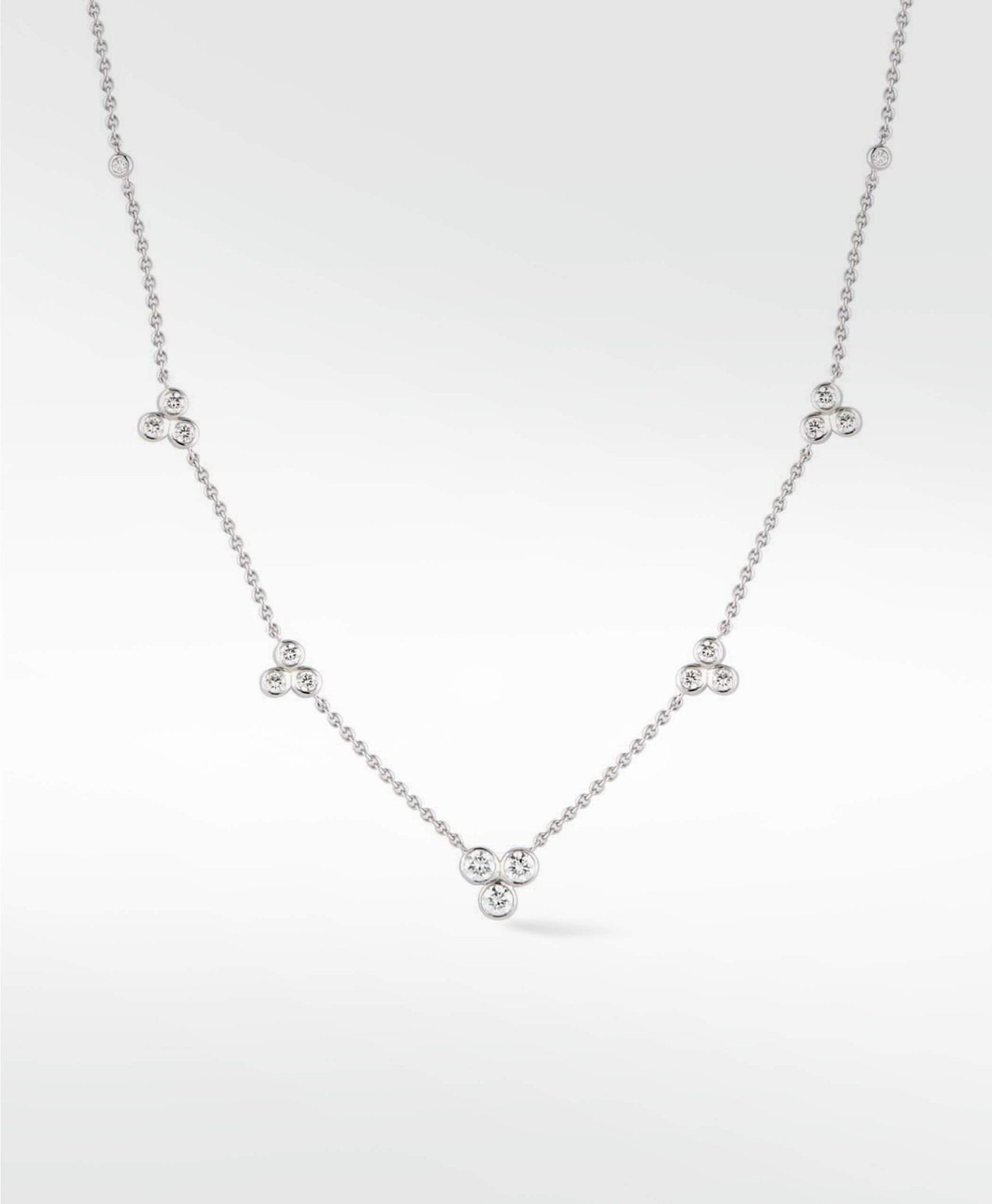 Flora Diamond Station Necklace (without drop) in Solid 18K White Gold - Lark and Berry