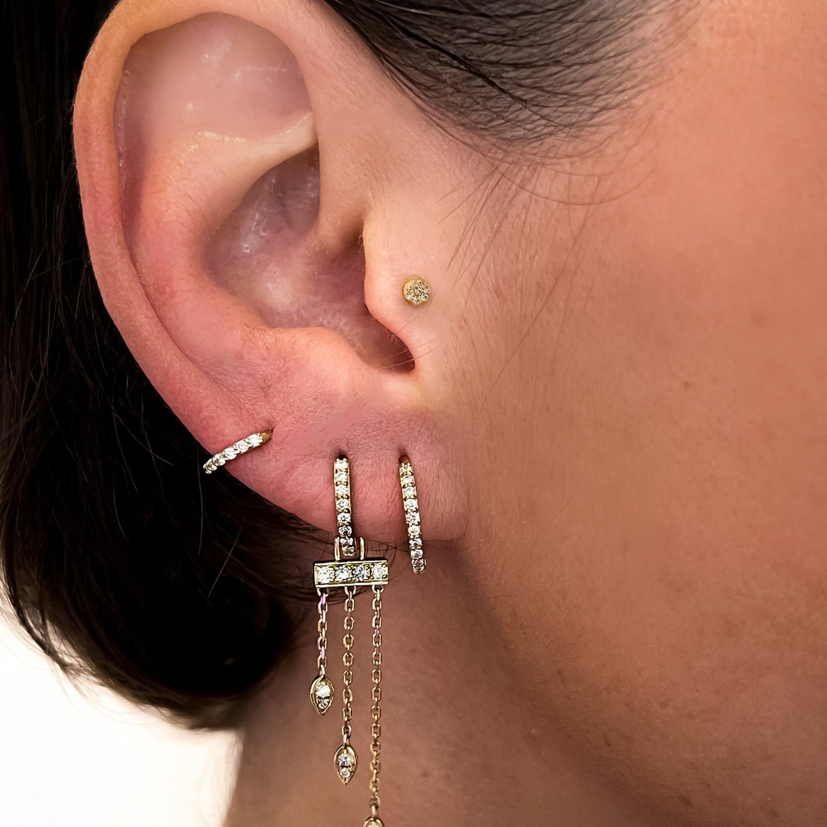 Modernist Diamond PavŽ Large Earring Hoops - Lark and Berry