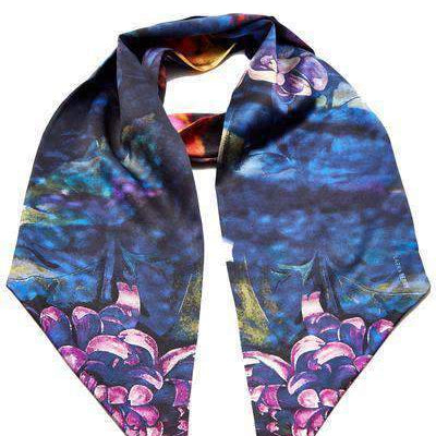 Mystic Chrysanthemum 100% Silk Skinny Scarf - Lark and Berry