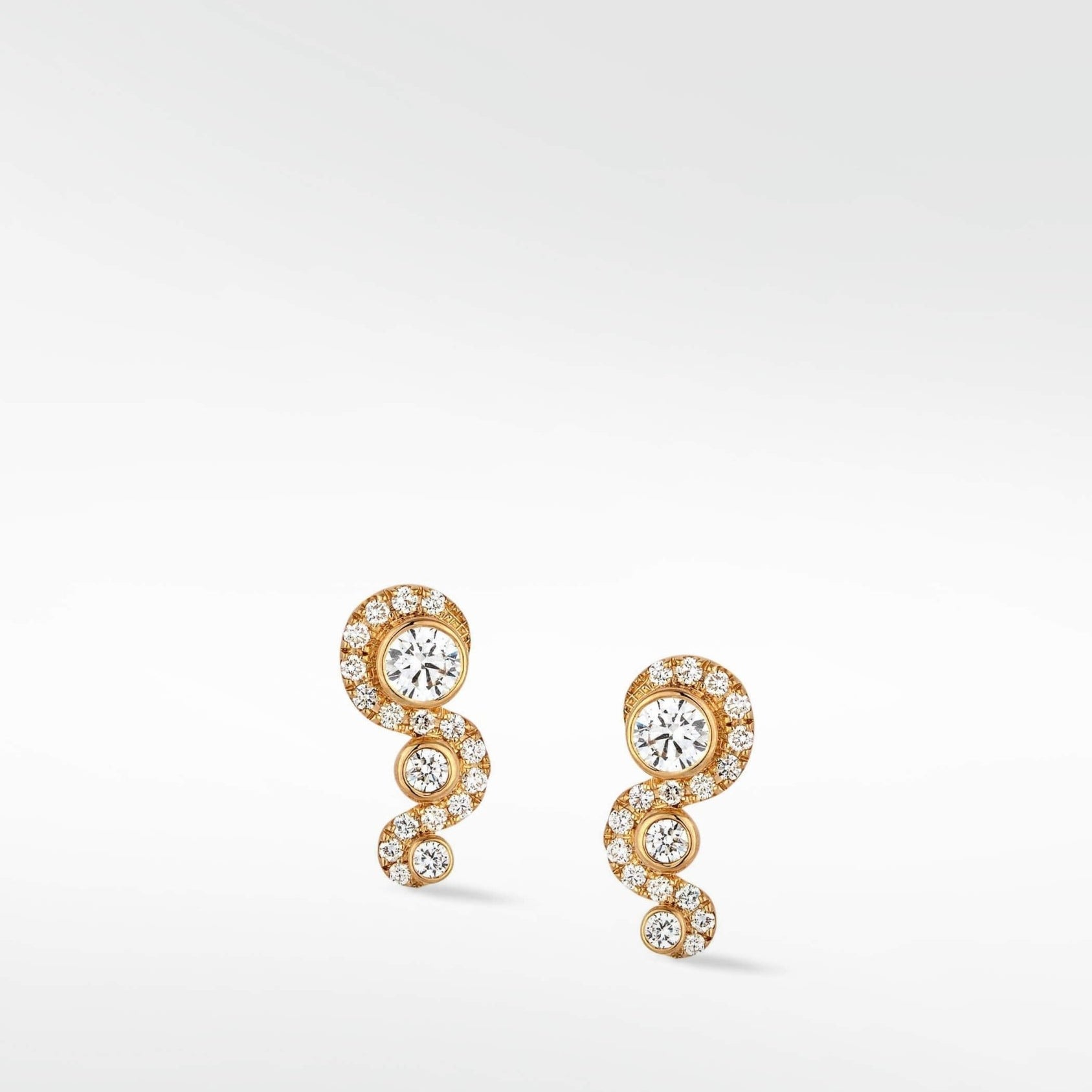 Wave Diamond Stud Earrings in 18K Gold - Lark and Berry